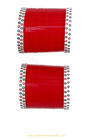Red Colour Traditional Bridal Chura By PTJ